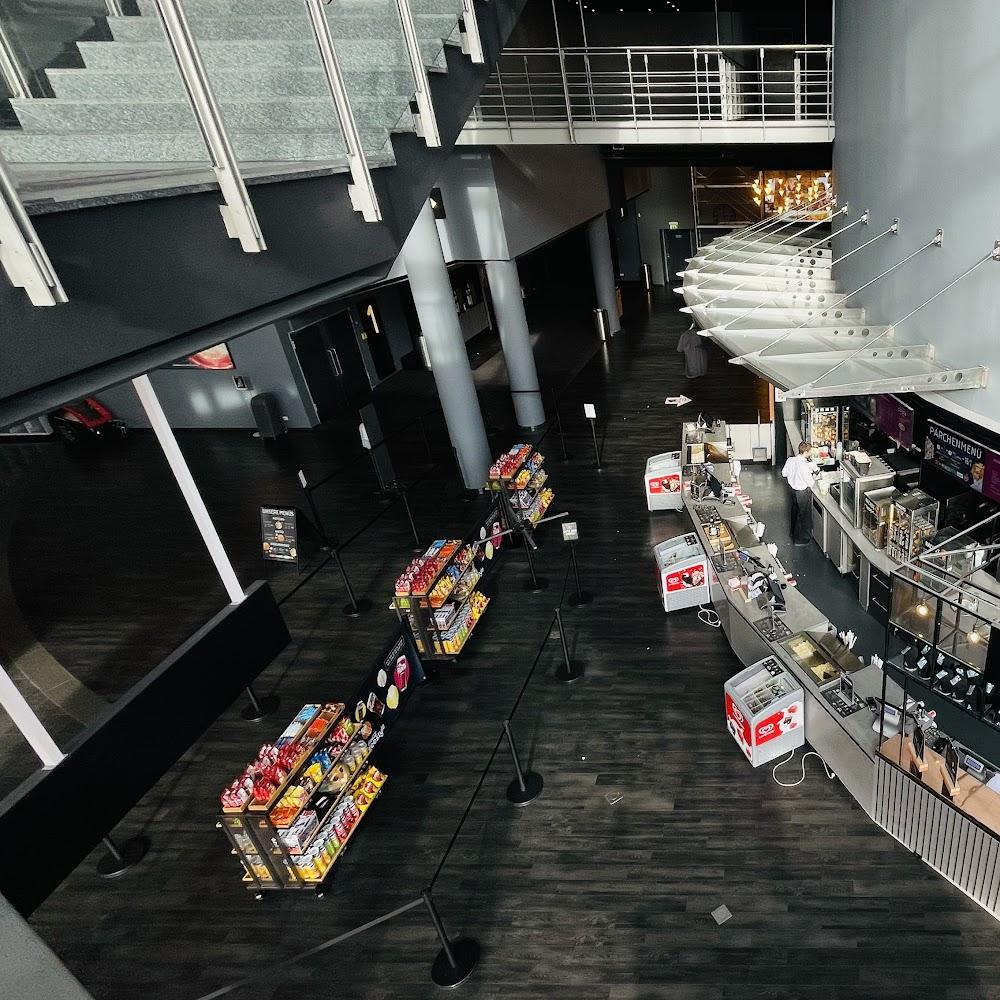 Empty movie theater concession stand.